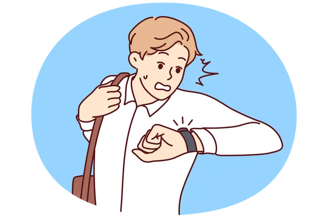 Stressed man worry about deadline  Illustration