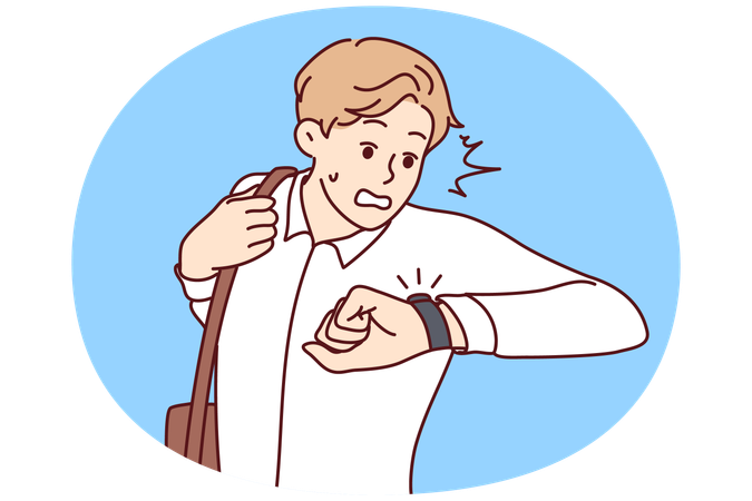 Stressed man worry about deadline  Illustration