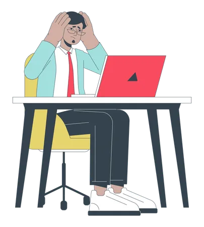 Stressed out indian man at workplace  Illustration