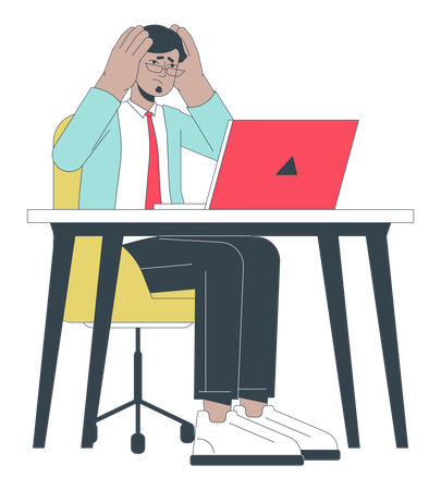 Stressed out indian man at workplace  Illustration