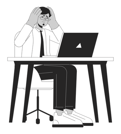 Stressed out indian man at workplace  Illustration