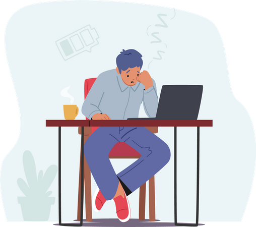 Stressed Overloaded Employee Illustration