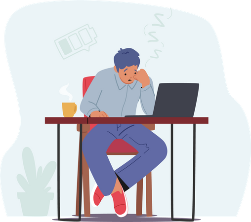 Stressed Overloaded Employee  Illustration