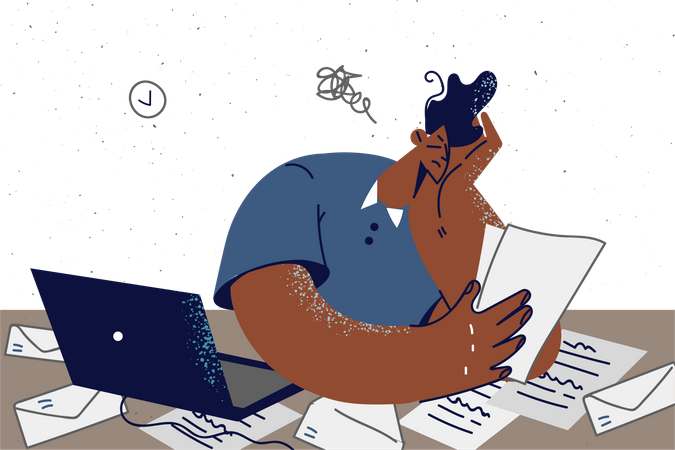 Stressed Overloaded Employee  Illustration