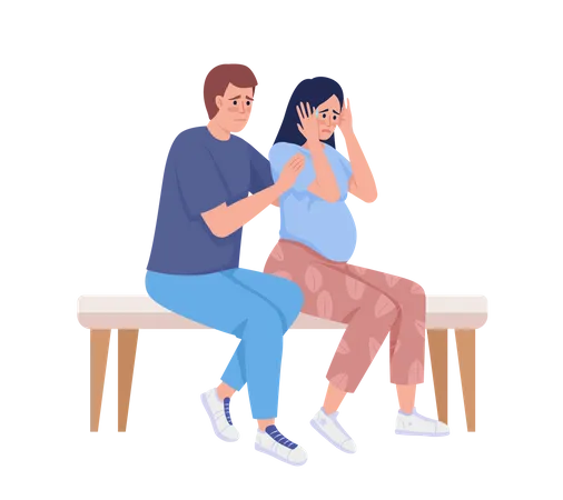 Stressed pregnant woman with partner Illustration