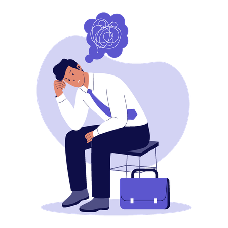 Stressed Startup Founder finding ways to solution  Illustration