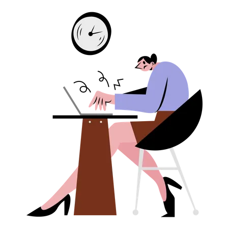 Stressed woman working  Illustration