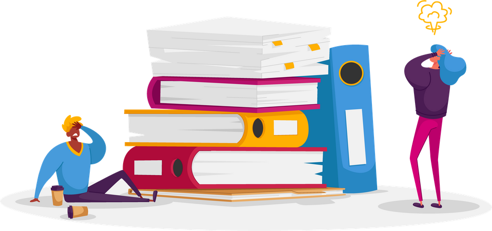 Stressful employees by overload work  Illustration