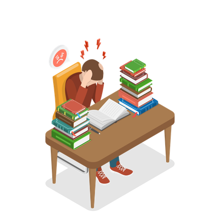 Stressful Time in Study Process  Illustration