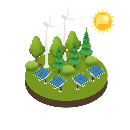 Stromerzeugung durch Solarpanel  Illustration