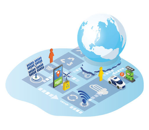 Stromerzeugung mit Solarmodulen  Illustration