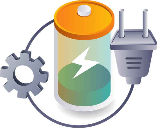 Stromerzeugungsprozess aus Batterien  Illustration