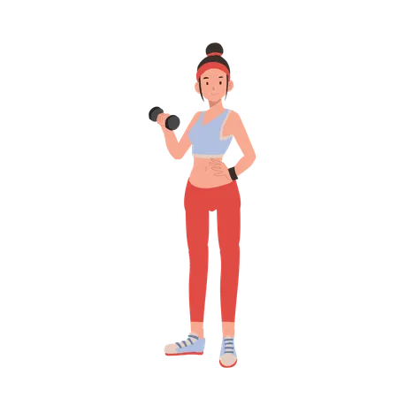 Strong and confident woman lifting weights in sportswear during an energetic workout session  Illustration