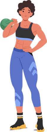 Strong Athletic Female Exercise With Weight  Illustration