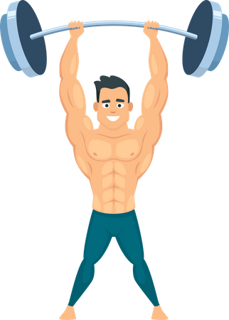 Strong bodybuilder doing Weightlifting Illustration