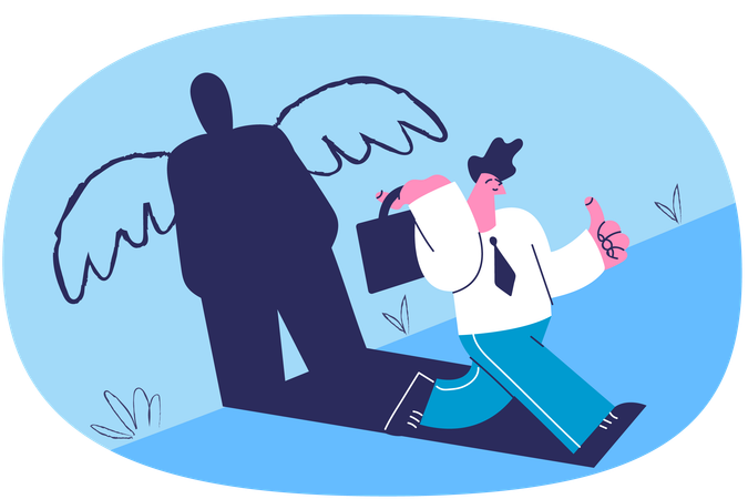Strong businessman going back to office  Illustration
