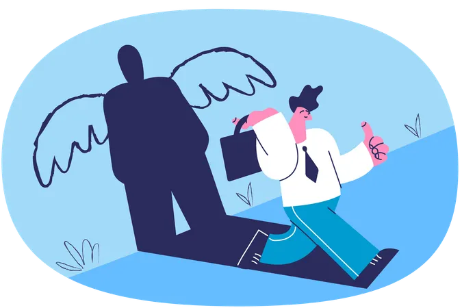Strong businessman going back to office  Illustration