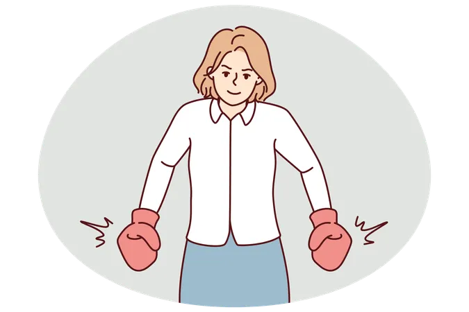 권투 장갑을 낀 강한 사업가  일러스트레이션