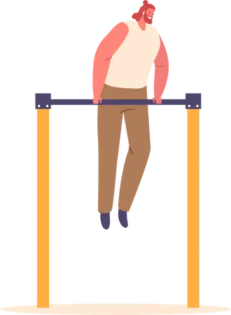 Strong Calisthenics Performs Powerful Pull-up On The Bar  Illustration
