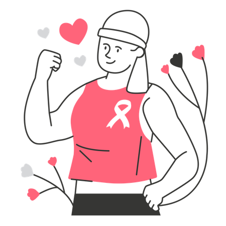 Strong Cancer Fighter Advocating for Awareness  Illustration