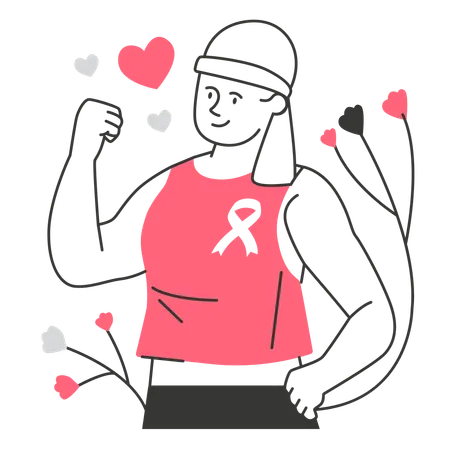 Strong Cancer Fighter Advocating for Awareness  Illustration