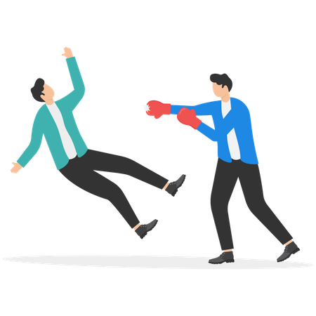 Strong confidence businessman make punch businessman to knockout winning  Illustration