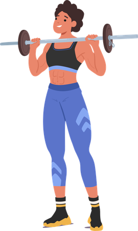 Strong Female Athlete Lifting Barbell  Illustration