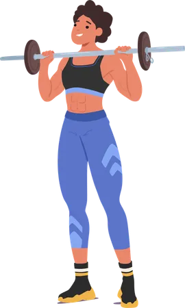 Strong Female Athlete Lifting Barbell  Illustration