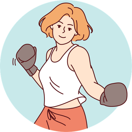 Strong girl doing boxing  Illustration