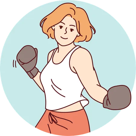 Strong girl doing boxing  Illustration