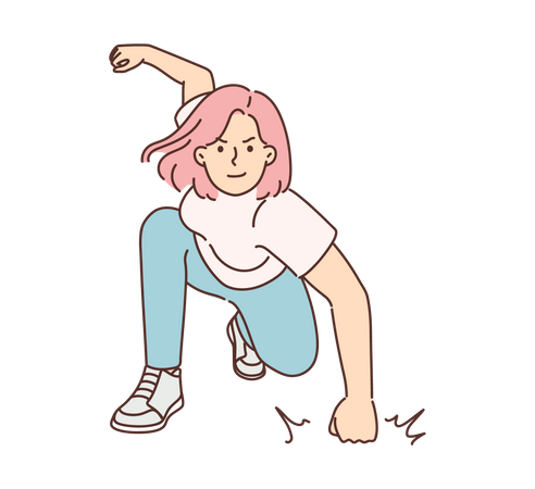 Strong girl giving pose  Illustration