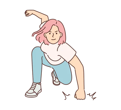 Strong girl giving pose  Illustration