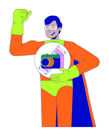 Strong hindu man hero holding camera  Illustration