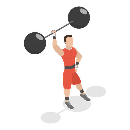 Strong man carrying dumbbell with one hand  Illustration