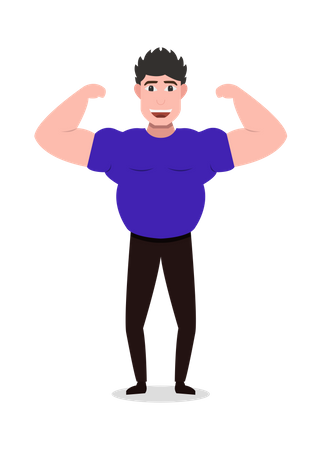 Strong man Showing His arms Muscle Illustration