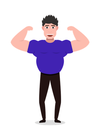 Strong man Showing His arms Muscle  Illustration