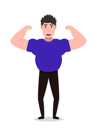 Strong man Showing His arms Muscle  Illustration