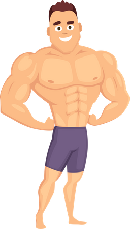 Strong muscular bodybuilder Illustration