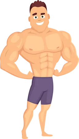 Strong muscular bodybuilder  Illustration
