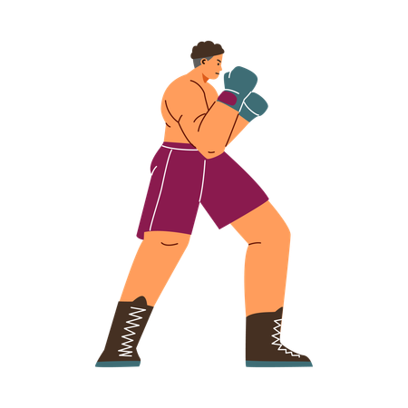 Strong professional man boxer fighter exercising  Illustration