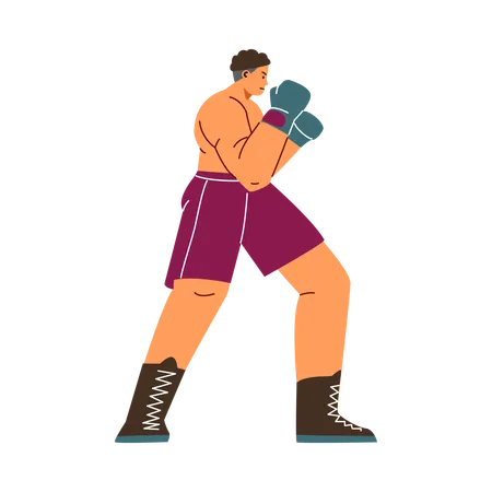 Strong professional man boxer fighter exercising  Illustration