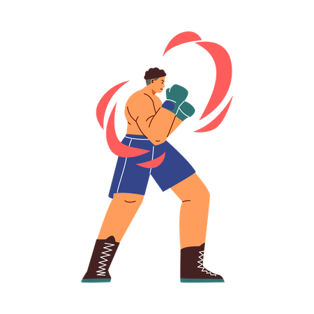 Strong professional man boxer fighter exercising  Illustration