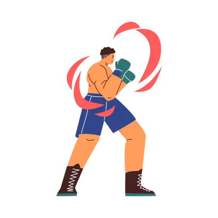 Strong professional man boxer fighter exercising  Illustration