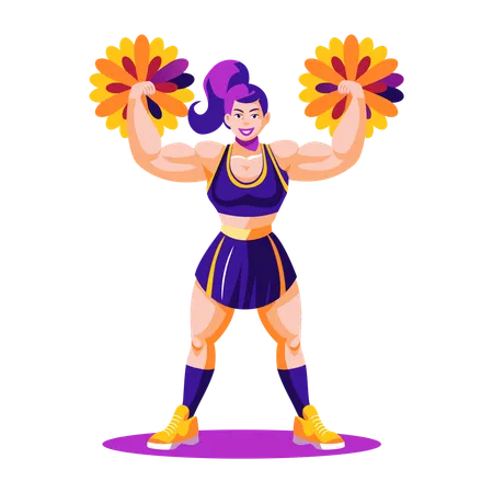 Strong woman showing muscle  Illustration