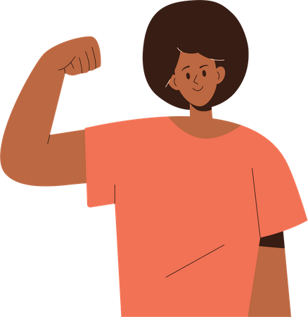 Strong young woman showing biceps  Illustration