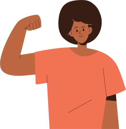 Strong young woman showing biceps  Illustration
