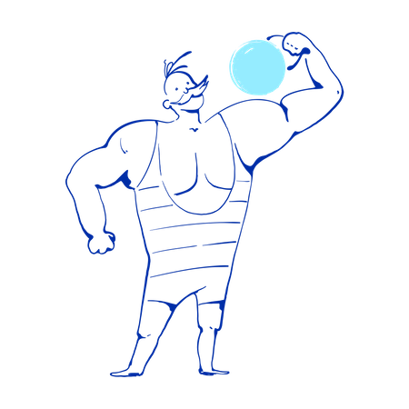 Strongman lifting weights Illustration