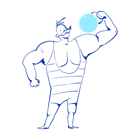 Strongman lifting weights Illustration