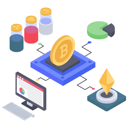 Structure de création de bitcoin et d'ethereum  Illustration