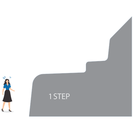 苦境に立たされたビジネスウーマンが第一歩を踏み出す  イラスト